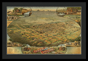 Old Map Of Phoenix 1885 - Framed Print