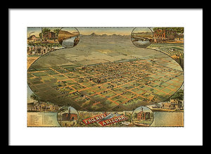 Old Map Of Phoenix 1885 - Framed Print