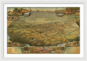 Old Map Of Phoenix 1885 - Framed Print