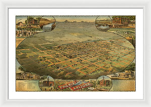 Old Map Of Phoenix 1885 - Framed Print