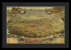 Old Map Of Phoenix 1885 - Framed Print