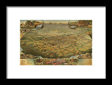 Old Map Of Phoenix 1885 - Framed Print