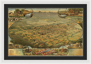 Old Map Of Phoenix 1885 - Framed Print