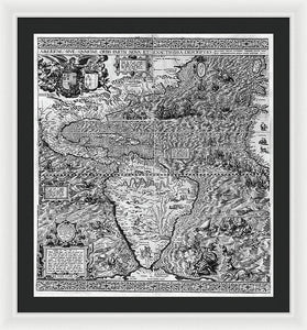 Old Map Of The Americas 1562 - Framed Print