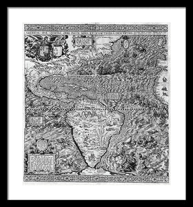 Old Map Of The Americas 1562 - Framed Print