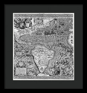 Old Map Of The Americas 1562 - Framed Print