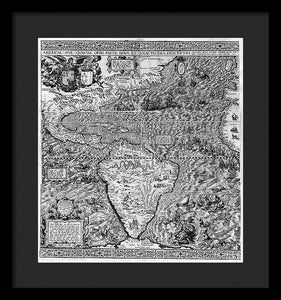 Old Map Of The Americas 1562 - Framed Print