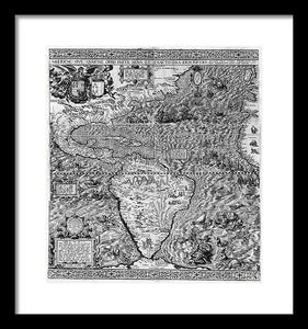 Old Map Of The Americas 1562 - Framed Print