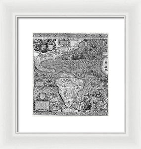 Old Map Of The Americas 1562 - Framed Print