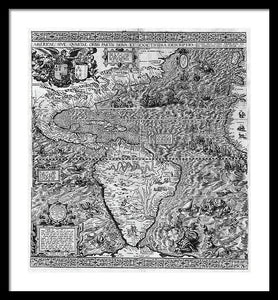 Old Map Of The Americas 1562 - Framed Print