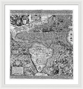 Old Map Of The Americas 1562 - Framed Print