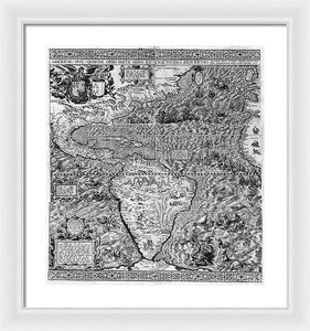 Old Map Of The Americas 1562 - Framed Print