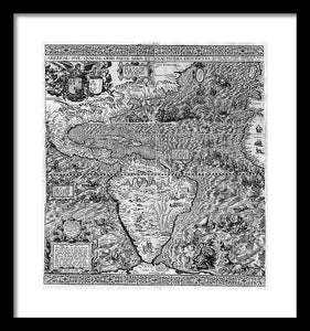 Old Map Of The Americas 1562 - Framed Print