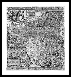 Old Map Of The Americas 1562 - Framed Print