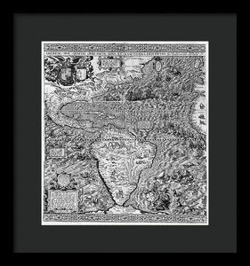 Old Map Of The Americas 1562 - Framed Print