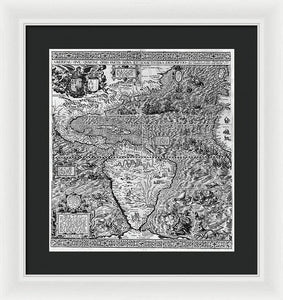 Old Map Of The Americas 1562 - Framed Print