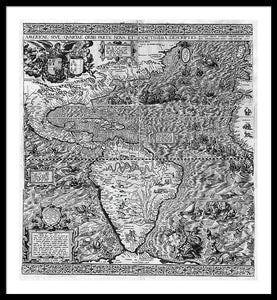 Old Map Of The Americas 1562 - Framed Print