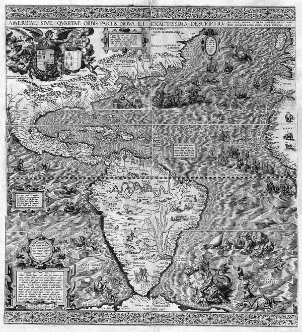 Map Of The Americas 1562 - Art Print