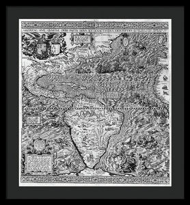 Old Map Of The Americas 1562 - Framed Print