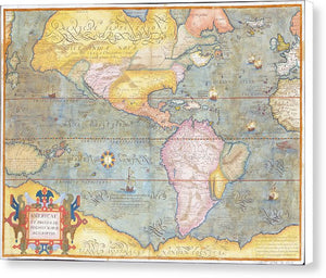 Old Map Of The Americas 1580 - Canvas Print