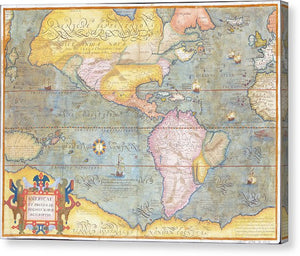 Old Map Of The Americas 1580 - Canvas Print