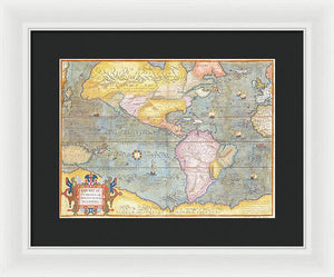 Old Map Of The Americas 1580 - Framed Print