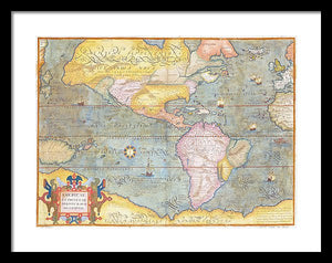 Old Map Of The Americas 1580 - Framed Print