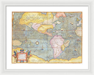 Old Map Of The Americas 1580 - Framed Print