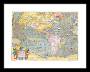 Old Map Of The Americas 1580 - Framed Print