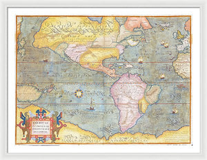 Old Map Of The Americas 1580 - Framed Print