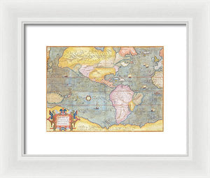 Old Map Of The Americas 1580 - Framed Print