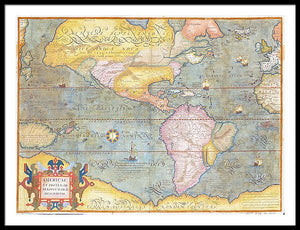 Old Map Of The Americas 1580 - Framed Print