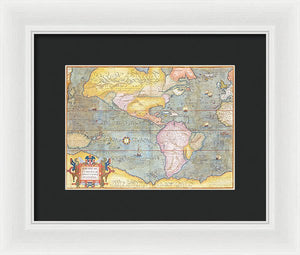 Old Map Of The Americas 1580 - Framed Print