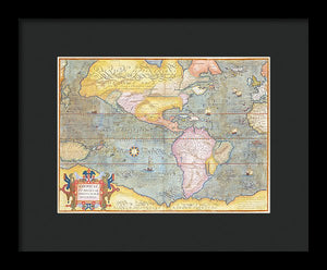 Old Map Of The Americas 1580 - Framed Print