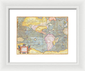 Old Map Of The Americas 1580 - Framed Print