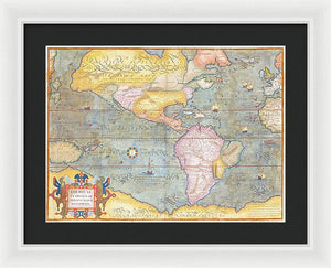 Old Map Of The Americas 1580 - Framed Print