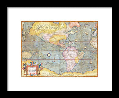 Old Map Of The Americas 1580 - Framed Print