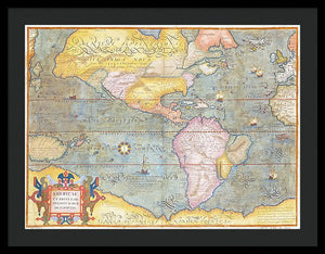 Old Map Of The Americas 1580 - Framed Print