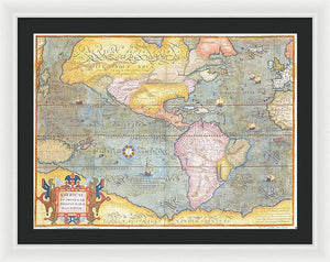 Old Map Of The Americas 1580 - Framed Print