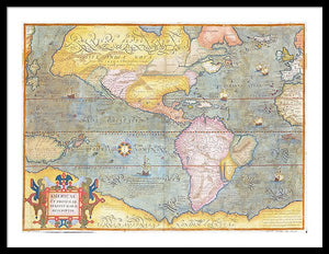 Old Map Of The Americas 1580 - Framed Print