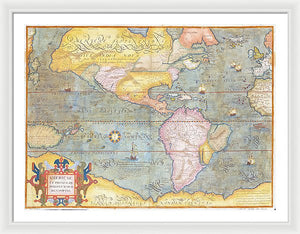 Old Map Of The Americas 1580 - Framed Print