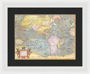 Old Map Of The Americas 1580 - Framed Print