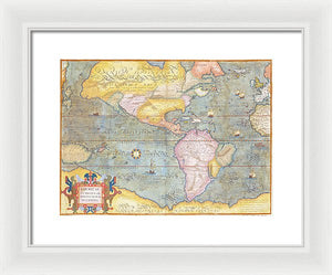 Old Map Of The Americas 1580 - Framed Print