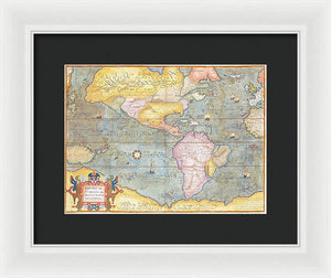 Old Map Of The Americas 1580 - Framed Print