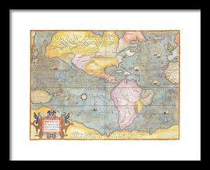 Old Map Of The Americas 1580 - Framed Print