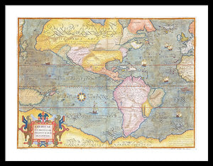 Old Map Of The Americas 1580 - Framed Print