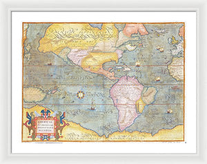 Old Map Of The Americas 1580 - Framed Print