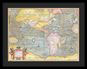 Old Map Of The Americas 1580 - Framed Print