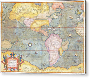 Old Map Of The Americas 1580 - Acrylic Print