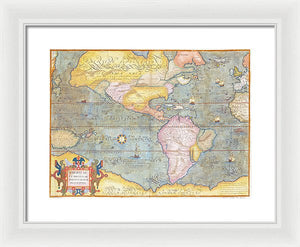 Old Map Of The Americas 1580 - Framed Print